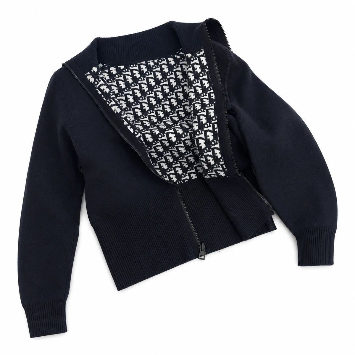 "CD" Zip Knit Cardigan