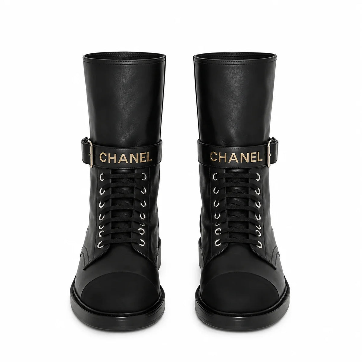 "CC" Shiny Calfskin Boots