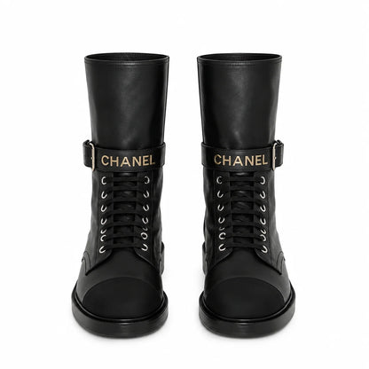 "CC" Shiny Calfskin Boots